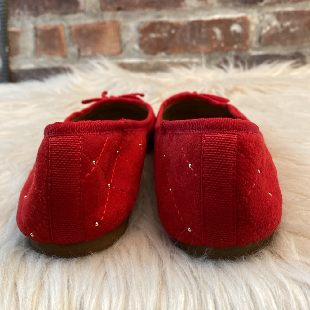 Talbots Penelope Quilted Ballet Flats - Studded Kid Suede - Red, Size 6.5M - Picture 8 of 17
